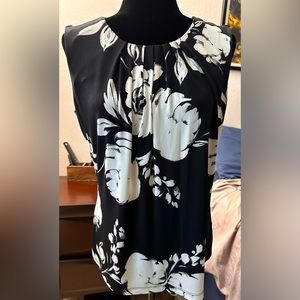 Calvin Klein Black & White Floral Blouse, L